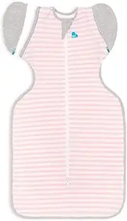 Love To Dream Swaddle Up Transition Bag - Arms Up Position - 93% Cotton, 7% Elastane - Twin Zip for Nappy Changes - Zip Off Wings - Sleep Bag - 1.0 TOG - XL (9-12 Months) - Pink- Clearance Product