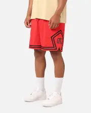 [CARRE] Carre Fold Mesh Basketball Shorts Red/black - Size L L Red/Black