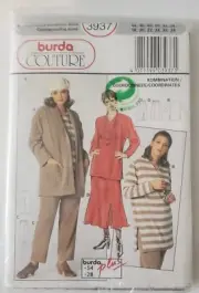 UNCUT Burda Couture Sewing Pattern 3937 Skirt, Top, Soft Jacket, Pants 18-28.