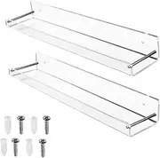 Acrylic Display Shelf - Transparent Short Wall Mounted Mobile Shelf | Transparent Floating Shelves | Transparent Bathroom Wall Shelf Bookcases | Invisible Display for Offices, Approx
