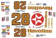 #28 Davey Allison HAVOLINE Chevy 1/64th HO Scale Waterslide Decals
