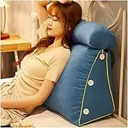 Reading Cushion for Adults with Lumbar Support, Ergonomic Back Support Cushion, Sofa Back Support, Wedge Pillow Support Cushion for Sofa, Chair(Blue,17.7 * 19.6in)