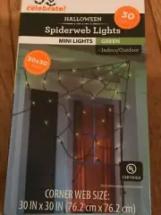 SpiderWeb Lights 30x30 Halloween Decoration Indoor Outdoor Spider Web Green RARE