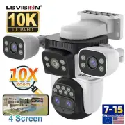 20MP 10K Security Camera WiFi 10X Zoom Four Lens Four Screens Auto Tracking PTZ