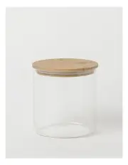[The Cooks Collective] Round Storage Canister with Lid 1L in Bamboo/Glass