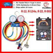 Car A/C R134a Refrigerant Manifold Gauge for Freon Charging w/ 5FT Hose Couplers