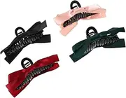Mikinona 4Pcs Bow Hair Clips for Women Non Slip Bowknot Claw Clips for Thick Thin Hair Durable Hair Accessories Set Colors for Weddings Parties Everyday Use