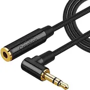 3.5mm Headphone Extension Cable, CableCreation 1.8M Right Angle 3.5mm Male to Female Audio Stereo Cable with Silver-Plating Copper Compatible with iPhones, iPad, Sony Beats, PS4 Headset, Black/ 6Feet