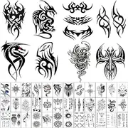 AWLEE 45 Sheets Temporary Tattoos for Men Tribal Totem Tattoo Stickers Black Fake Tattoo Waterproof Removable (Pattern4)