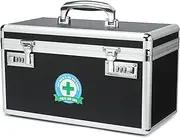 Medication Lock Box With Combination - Lockable Medicine Storage, Empty First Aid, Security Lock, Medical Organizer, Multipurpose Locking for Home and Outdoor (Black, Large)