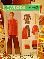 6656 New Look Pattern Misses 10-22 wide leg pants mandarin collar top New