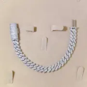10mm Fully Iced VVS1 Moissanite Cuban Link Bracelet/Chain 925 Silver Pass Tester
