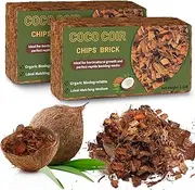 Doter Coco Chips Substrate 2.2 LBS, Organic Coconut Husk Brick with Low EC and pH Balanced, Easy to Expand Coco Coir Mulch Medium for Garden Flowers & Reptile Bedding (2 Pcs)