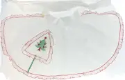 Vintage Christmas Half Apron Tree Semi Sheer Hostess New Fancy Tie Ruffled