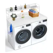 VEVOR Washer Dryer Countertop with Shelf 54"x27" Wooden Washer Dryer Cover White