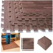 96 Sqft Interlocking Dark Wood Grain Eva Mats Foam Gym New