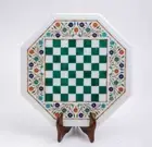 18'' White Marble Chess Table Top Pietra Dura Inlay Children Game Kids c56