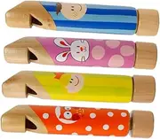 Kisangel 4pcs Slide Whistle Fun Music Instruments for Lightweight and Wood Design for and Travel for Boys