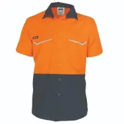 DNC Hi Vis 100% Cotton Safety Shirt Air Flow Vents Size XS - 6XL RipStop Fabric