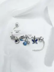 Linx Silver Charm Bracelet with Custom Name Baseball Mom Themed Charms