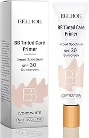 BB Blur Tinted Moisturizer SPF 30,Lightweight Hydrating BB Cream with Broad Spectrum Protection, Full Coverage for Light-Medium Skin Tone, Includes Brush (Ivory, Medium)