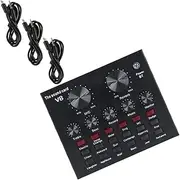 Hoement 1 Set Professional Sound Mixer Board Live Streaming Sound Card with Capacitor Microphone for Recording and Performance Compatible with Phones and Computers Noise Reduction