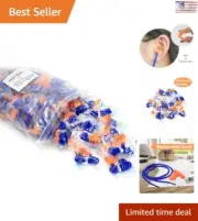 Premium Earplugs - 100 Pair Value Bulk - Corded Silicone - Noise Reduction