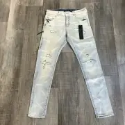 Embellish Light Blue Distressed Denim Pants Mens Size 32 Style EMBH22-217-32