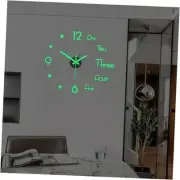 3D DIY Wall Clock, LuminousFramelessSilent Living Room Dining Room 15.8in
