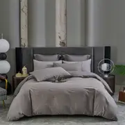 CottonMore 100% Cotton Waffle Jacquard Quilt Doona Duvet Cover Set Dark Grey