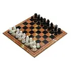 18'' black Marble Chess Table Top Pietra Dura Inlay Children Game Kids c6