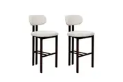 HomeStar Set Of 2 Eloise Boucle Fabric Kitchen Counter Bar Stools Metal Legs Cream/Black