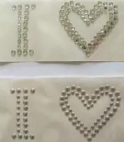 3-3/4" I Love,Heart Rhinestone/Rhinestud Iron On,Hot Fix Transfer Motif Patch