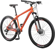 Mongoose Switchback Sport Hardtail Mountain Bike for Adult Men Women, Front Suspension, 16-Speed, 27.5-Inch Wheels, Mechanical Disc Brakes, Medium Aluminum Frame, Orange