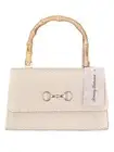 NWT Tommy Bahama Bamboo Top Handle Ivory Straw Handbag w/ Gold Horsebit Purse