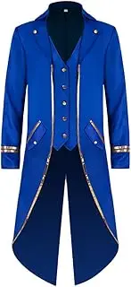 [IBTOM CASTLE] Men's Steampunk Vintage Tailcoat Jacket Gothic Medieval Victorian Frock Button Down Swallow Coat Uniform Costume