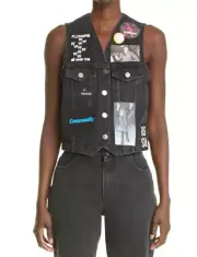 Designer BNWT Raf Simmons Size S Back Denim Patch & Badge Women s Vest