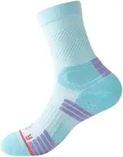 [Risipu] 3 Pairs Women's Sports Socks 35-38 Breathable Cotton Tennis Socks with Arch Support and Non-Slip Grip