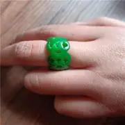 Collect Emerald Hollowed Out Carved Jade Rings for Men and Women's Jade Rings