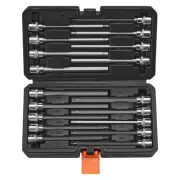 Extra Long Allen Hex Bit Socket Set 18-Piece 3/8 inch Drive S2 Alloy Steel Cr-V