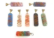 Lot of 8 double coil orgone chakra pendants healing reiki EMF protection thread