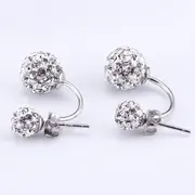 Solid 925 Sterling Silver Deuce Silver Shamballa Earrings