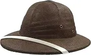 [SAJUZEN] 100% Straw Helmet Pith Sun Hat Summer Men Vietnam War Army Hat Dad Boater Bucket Hats Safari Jungle Miners Cap, Coffee/Cream Band, Small-X-Large