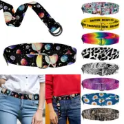 Polyester Adjustable Strap Web Belt D-Ring Buckles With Metal Tip 1.5" Wide
