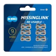 KMC MissingLink 9 Chain Connecting Link 9-Speed - Silver, Card of 6