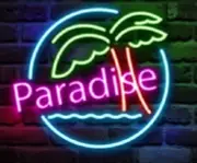 Paradise Palm Tree 17" Neon Sign Lamp Light Beer With Dimmer Business Bar VY