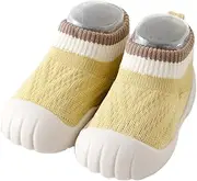[HEOXIN] Baby Crawling Socks, First Walking Shoes, Sock Shoes, Hut Shoes, Toddler, Non-Slip, Soft Grip, Anti-Collision Toe Cap, Breathable Collision Colours, Mesh Walking Shoes, S-L, yellow, 6 Monate