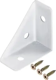 uxcell 4Pcs Angle Corner Brackets 38mm x 38mm, Cold Rolled Steel Braces Joining Support with Screws for Desk Bed Edge (White)