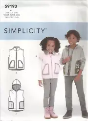 SIMPLICITY 5913 CHILDREN'S SIZE 3-8 VEST SEWING PATTERN