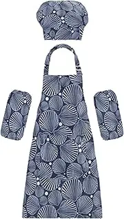 AIXIWAWA Kids Apron Chef Hat Set, Child Kitchen Bib Aprons Adjustable for Cooking Baking Painting (White Shell)